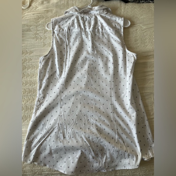 BANANA REPUBLIC White and Black Cotton Blend Button Down Tank Size 14T - Picture 6 of 10